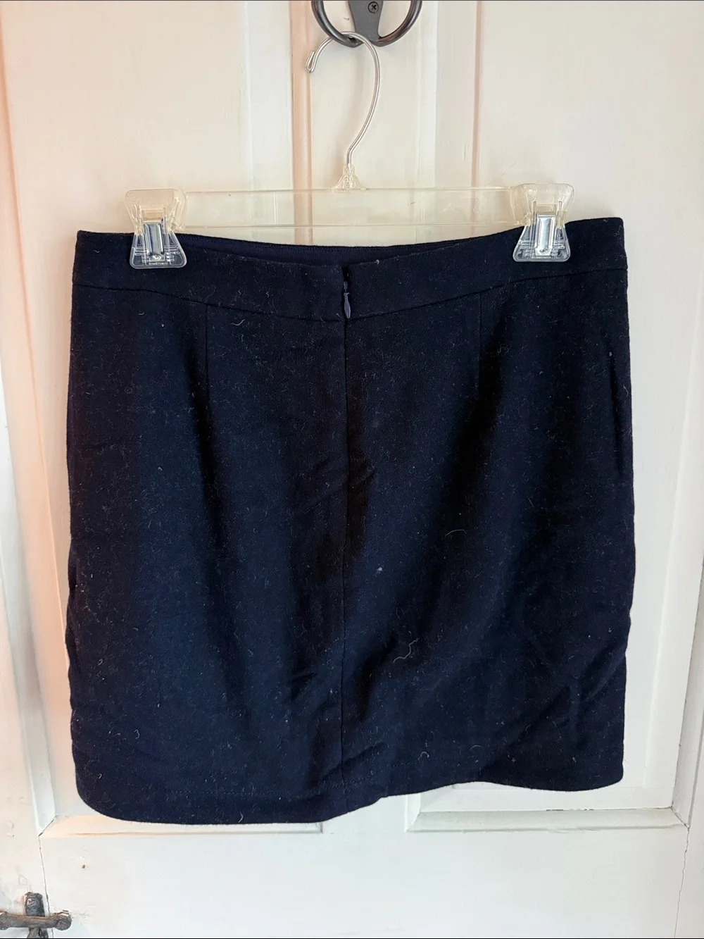 J. Crew Navy Wool Mini Skirt with Side Details